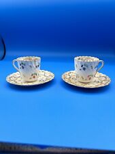 Antique Cauldon Set Of 2 Cups & Saucers Brown Westhead & Moore Demitasse? UK picture