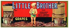 ORIGINAL LITTLE BROTHER CRATE LABEL VINTAGE GRAPE WINE PRESS C1960S DELANO picture