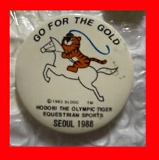 EQUESTRIAN 1988 SEOUL OLYMPIC PIN BADGE MASCOT HODORI TIGER picture
