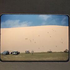 Late 50s 35 mm Slide Sleeping Bear Dunes MI Red Border Old Cars People Climbing picture