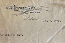 Antique 1889 J.S. Latham & Company Detroit Michigan Grain Business Letterhead picture