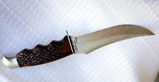 SCHRADE WALDEN New York USA 148 Fixed Blade Hunting KNIFE w/Sheath Vtg. FreeShip picture