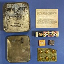 WWII Empty Life Raft Ration Can +1 Pack Charms +1 Loose Charm +1 PK Gum +Vitamin picture