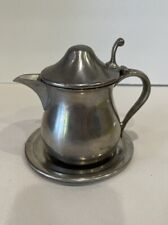 WOODBURY PEWTERERS Pewter Syrup Server Pitcher With Plate picture