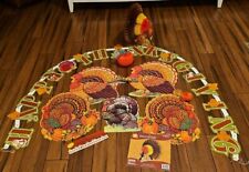 Amscan Thanksgiving Fall American Pilgrims Natives Die Cut Turkey Banner Lot  picture