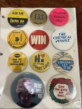 Random Vintage Pin-back Buttons/pins Lot #45 Protected In Sheet picture