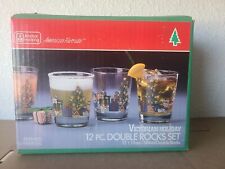 Vintage 1988 Anchor Hocking Victorian Holiday 12pc Double Rocks Set picture