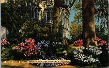 Vtg Brunswick Georgia GA Court House Square Azaleas in Bloom 1940s Postcard picture