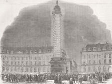 FRANCE. Column, Place Vendome, lit up 1852 old antique vintage print picture picture