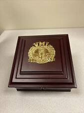 Wooden VMI Keepsake Storage Box with Hinged Lid and Locking Key picture