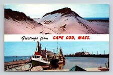 Greetings From Cape Cod Massachusetts Dual View Postcard PM E Brewster MA Cancel picture