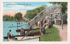 Winona Lake Indiana Postcard Bathing Beach Boats c1920s          U2* picture
