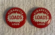 Lot of 2 CIGARETTE LOADS LOUD Red Round Tin Containers with Contents Vintage picture