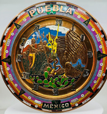 Vintage MEXICO PUEBLA  Mayan Aztec Copper Wall Plate Clock Mexico DECOR (A) picture