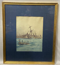 Antique 1890s William Walton Army & Navy United States Hand Colored Print Framed picture