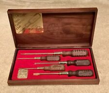 1986 Mac Tools Collectible 24k Gold Plated 5pc SCREWDRIVER SET W/wooden Case picture
