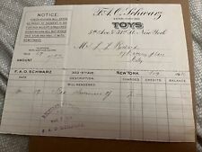1916 Handwritten FAO F A O Schwarz Toys Invoice Receipt New York City 5th Ave picture