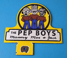 Vintage Pep Boys Sign Topper - Gas Auto Car Porcelain License Plate Topper picture