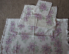 VTG towel 3pc set bath hand face 100% cotton  purple floral shabby chic Penney's picture