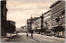 Fiume Del Porto Italy Broadway & Building Antique Black & White Postcard picture