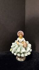 Vintage Sandizell Porcelain Lady Figurine W/Green Lace Dress picture