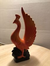 Vintage Ceramic Red Peacock Bird Figurine 8” Made in Japan Paint Flaw Brinns picture