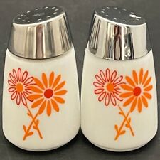 Dripcut Starline 930 Mid Mod Floral Salt & Pepper Shaker Set c1970s Made in USA picture