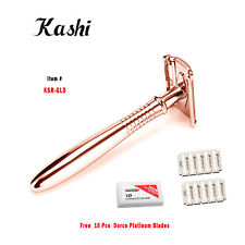 Professional Kashi Double Edge Chrome Shaving Safety Razor + 10 Dorco Blades picture