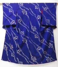 2311T03z720 Vintage Japanese Kimono Silk KOMON Plum blossom Dark lavender blue picture