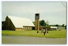 c1960's First Methodist Church With Memorial Bell Tower Barron WI Trees Postcard picture