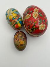Lot of 3 Antique/Vintage German Paper Mache Easter Egg Candy Holders picture