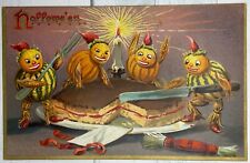 Vintage Tuck's Halloween Postcard ~ Gourd Men Cutting Cake ~ Unposted picture