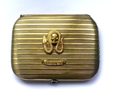 Antique Victorian Silver  935 Gold Plated Memento Mori Skulls Snake Box Paris picture