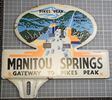 1950s CAVE OF THE WINDS MANITOU SPRINGS STAMPED PAINTED METAL PLATE TOPPER SIGN picture