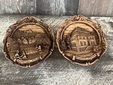Vintage German Wooden Plates Carvings 2 City Scapes Included Ramstein Germany picture