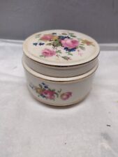 Vintage Sadler England Floral Dresser Pink Roses Trinket Box Dish Gold Trim picture