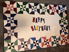 HAPPY BIRTHDAY quilt 66” X 45” Pinwheel Quilted picture
