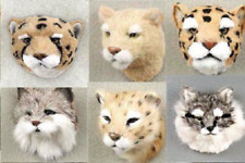 (5) JUNGLE CATS INCLUDING LEOPARD, COUGAR  & BOBCAT HEAD FURLIKE MAGNETS  picture