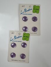 2 Vintage NOS Le Bouton 4 Count Violet  Buttons 16MM #417 Replacement Buttons picture