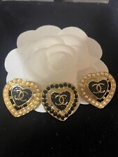 RARE CHANEL heart shaped buttons in gold tone metal 3 pcs STAMPED picture