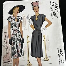 Vintage 1940s McCalls 6806 Belted Day or Cocktail Dress Sewing Pattern 20 UNCUT picture