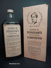 Antique Full Lg Bottle Lydia E Pinkham Vegetable Compound w/Original Box picture
