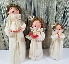 Christmas Angels Cardboard Cone Figures Painted Choir Singers Tree Toppers VTG picture
