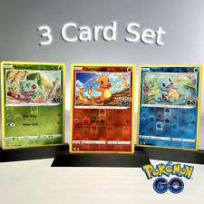 Charmander Squirtle & Bulbasaur Starters - Pokemon GO TCG - Holo 3 Card Set - NM picture