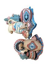 Vintage Burwood Native American Southwestern Themed Wall Plaques 3374 Set of Two picture