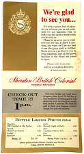 1960s SHERATON BRITISH COLONIAL vintage hotel menu and services NASSAU, BAHAMAS picture