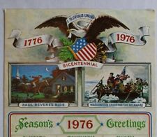 C.1976 Patriotic USA Bicentennial Calendar. Christmas Seasons Greetings. Vintage picture