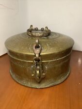 Antique Brass Chinese Mongolian Lock Box Storage picture