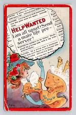Postcard Help Wanted Male Life Preserver a/s Dwig Humor, Antique M4 picture