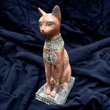 Ancient Egyptian Antiques Bastet Statue Goddess Cat with Scarab Pharaonic BC picture